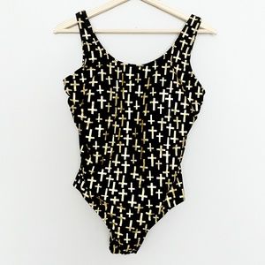 Emily B Black & Gold Cross One-Piece Swimsuit